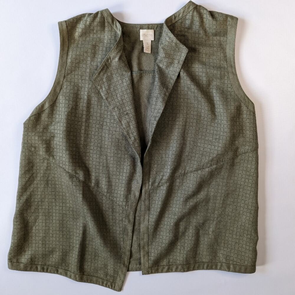 Chico's Faux Suede Lazer Cut Open Front Vest Chico's sz 3